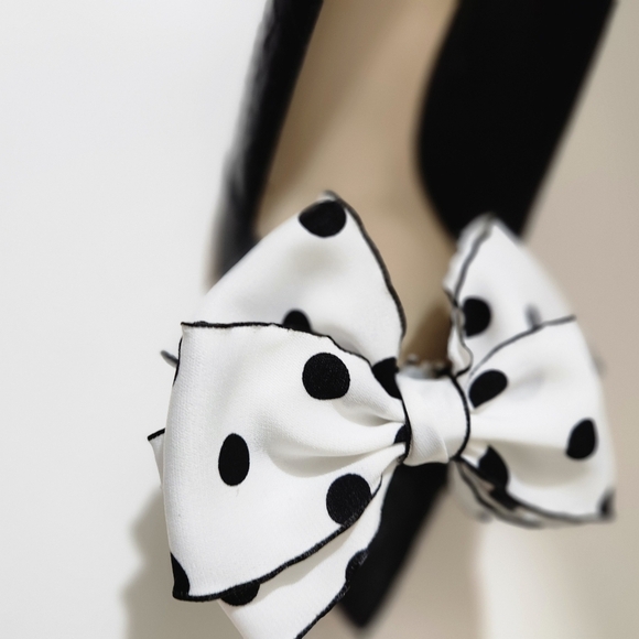 Shoe Clips Black and White Polka Dot Shoe Bows - Picture 3 of 7